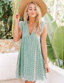 Peignoir Dentelle Jacquard Découpé V-cou