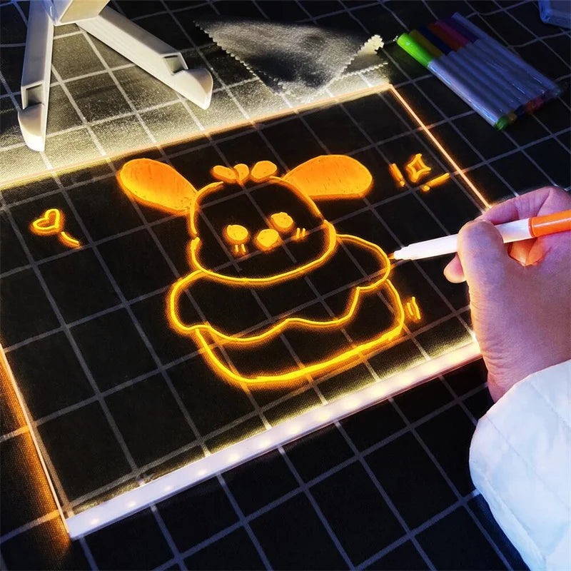 🎨💡Tableau LED Transparent Magique – Dessinez en Lumière, Apprenez en Couleurs !