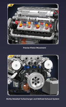 Mould King 10088 Technical Car Building Block The Motorized V8 Engine Model Brick Assembly Car Brick Toys Kids Christmas Gift