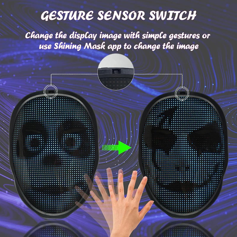 👾🎭 Masque LED Programmable – Illumine Ton Style, Contrôle avec Ton Smartphone !