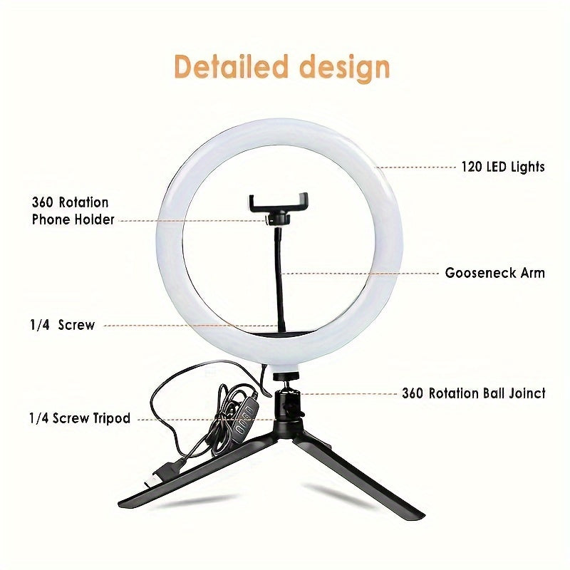 💡✨Anneau LED 10" avec Trépied &amp; Support Téléphone – La Lumière Qui Fait Toute la Différence !