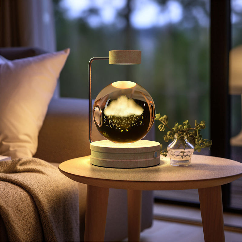 Veilleuse d'intérieur en forme de dinosaure cosmique avec boule de cristal, alimentée par USB, idéale pour une table de chevet ou comme cadeau d'anniversaire