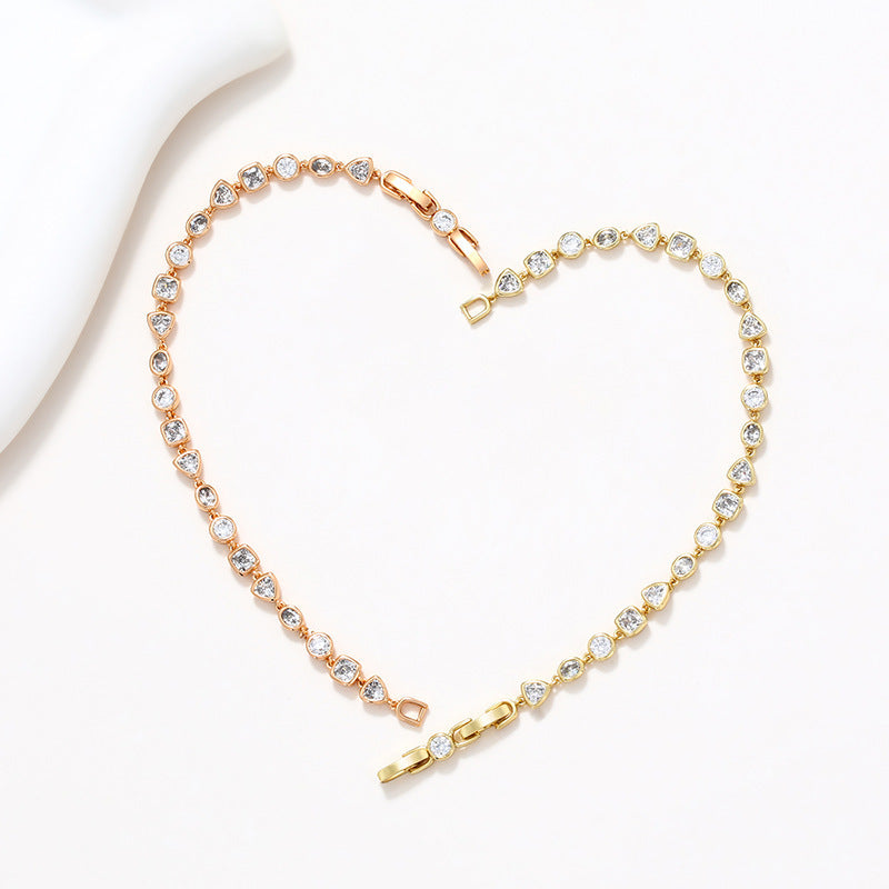 Bracelet géométrique exquis entièrement en diamants de style coréen de luxe abordable