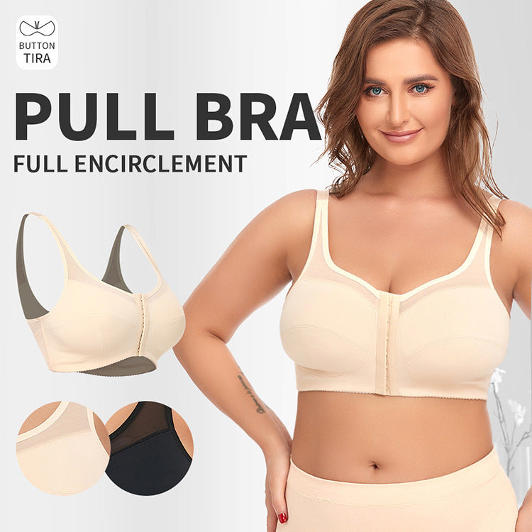 Soutien-gorge sans armatures en dentelle, bonnets larges, boutons au premier rang, fin
