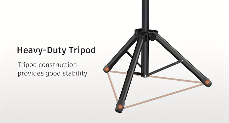 Trépied de projecteur réglable en hauteur (23,5" à 46,5") avec col de cygne et support pour téléphone et ordinateur portable.
