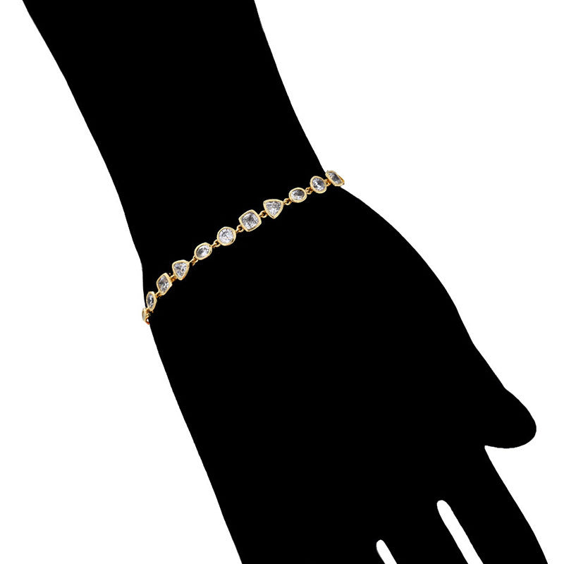 Bracelet géométrique exquis entièrement en diamants de style coréen de luxe abordable
