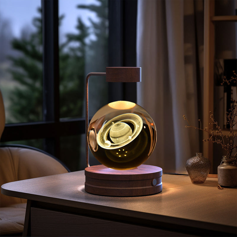 Veilleuse d'intérieur en forme de dinosaure cosmique avec boule de cristal, alimentée par USB, idéale pour une table de chevet ou comme cadeau d'anniversaire