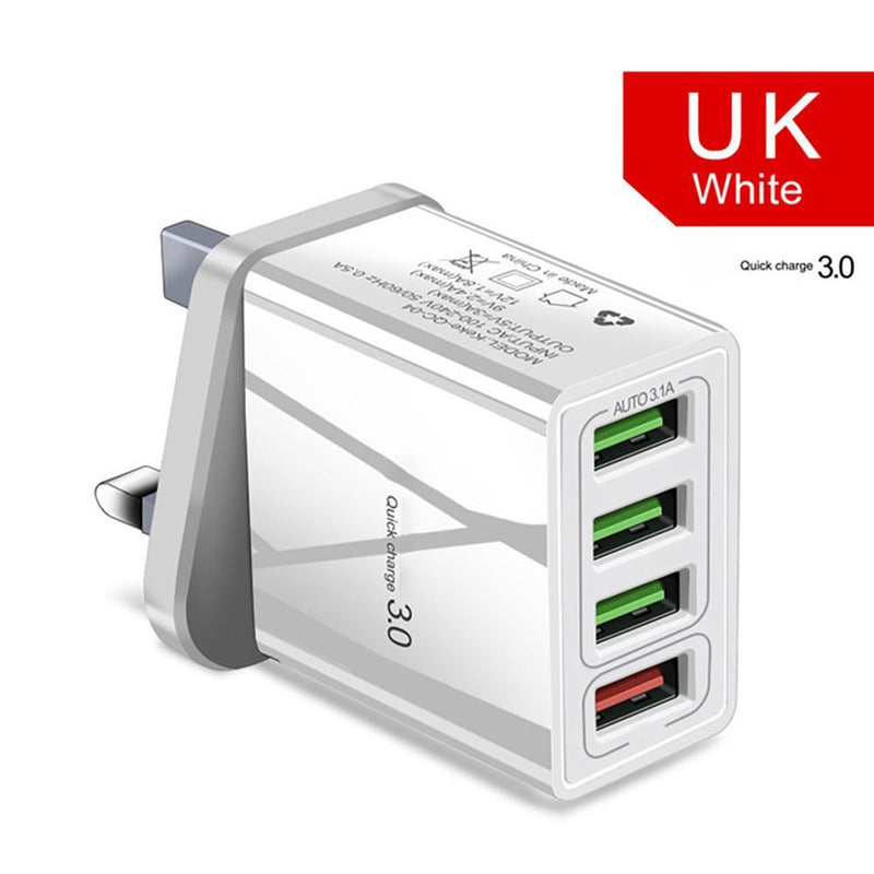 Chargeur de téléphone portable 4 USB éclairé, tête de charge 3 A