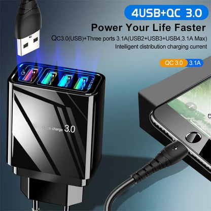 Chargeur de téléphone portable 4 USB éclairé, tête de charge 3 A