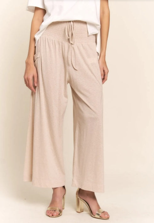 Pantalon large bohème à taille froncée avec poches J.NNA