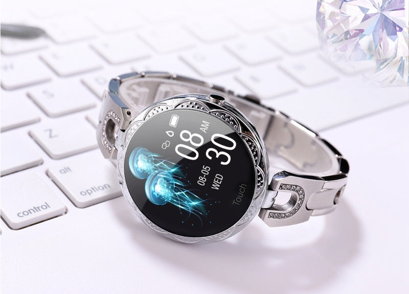 Montre connectée tendance pour femmes, étanche, avec moniteur de fréquence cardiaque et de sport