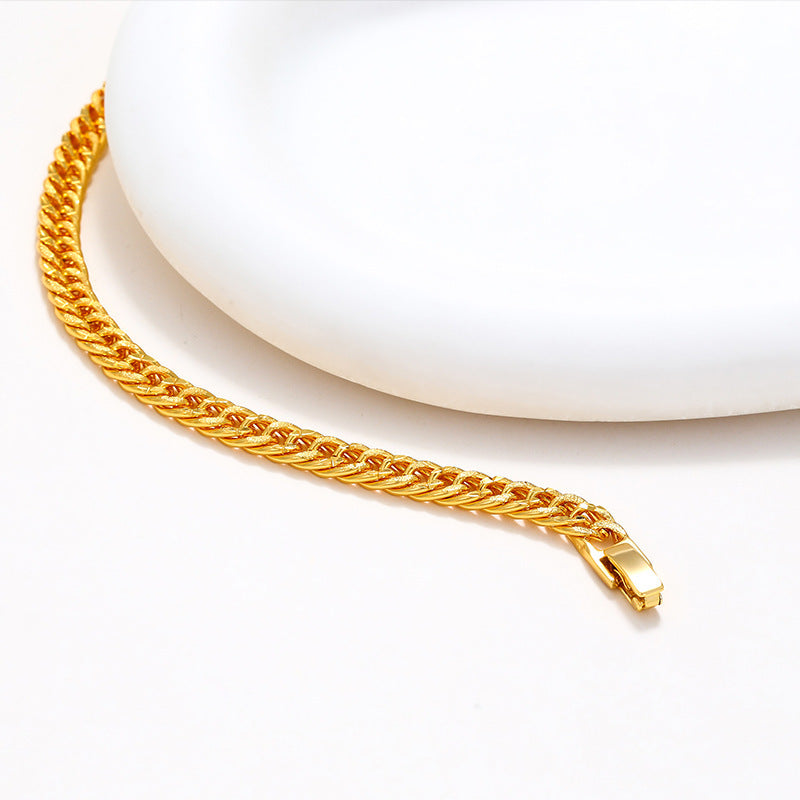 Bracelet en cuivre plaqué or pour homme et femme, bijou de couple, collier gourmette en alliage