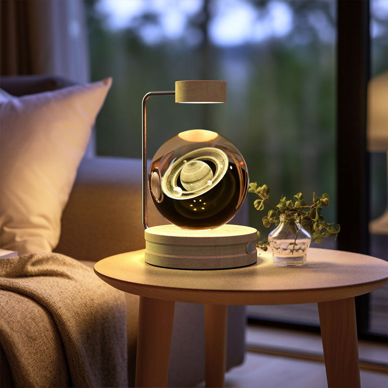 Veilleuse d'intérieur en forme de dinosaure cosmique avec boule de cristal, alimentée par USB, idéale pour une table de chevet ou comme cadeau d'anniversaire