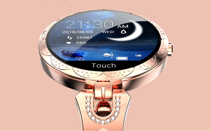 Montre connectée tendance pour femmes, étanche, avec moniteur de fréquence cardiaque et de sport