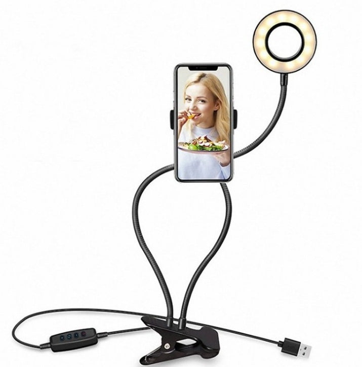 Anneau lumineux LED pour selfie, éclairage de maquillage réglable en direct, support de 8 cm