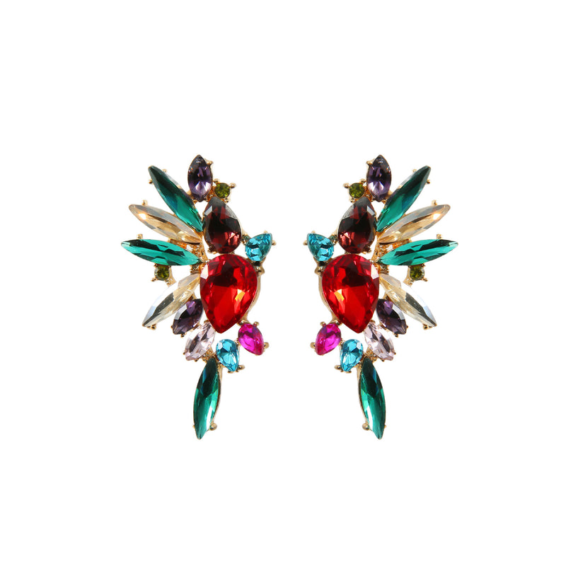 Boucles d'oreilles géométriques en verre, luxueuses et colorées, entièrement ornées de bijoux