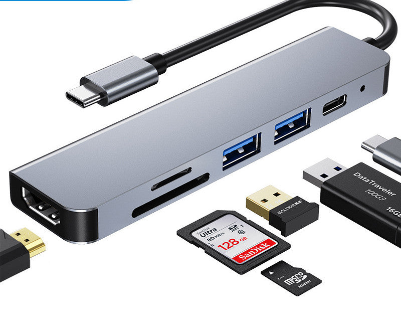 Station d'accueil multifonction 4K HD USB pour ordinateur portable 6 en 1