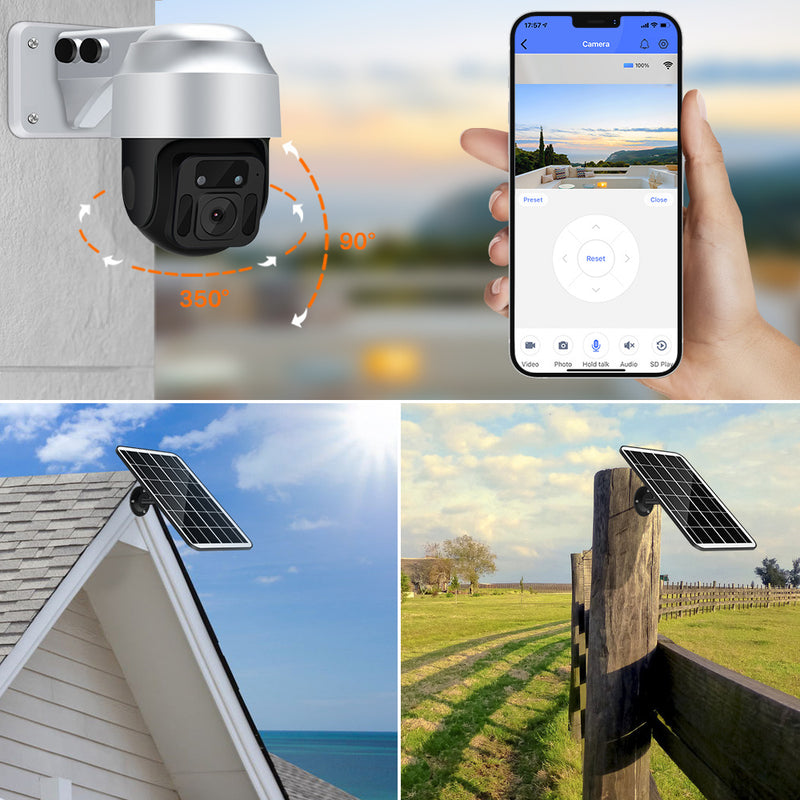 Caméra de surveillance WiFi sans fil à énergie solaire