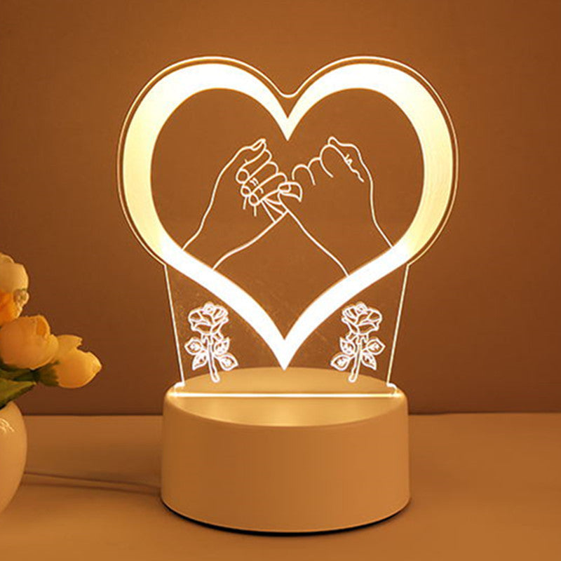 Lampe 3D en acrylique, USB, LED, veilleuse, néon, décoration de Noël, pour la maison, cadeau de Saint-Valentin