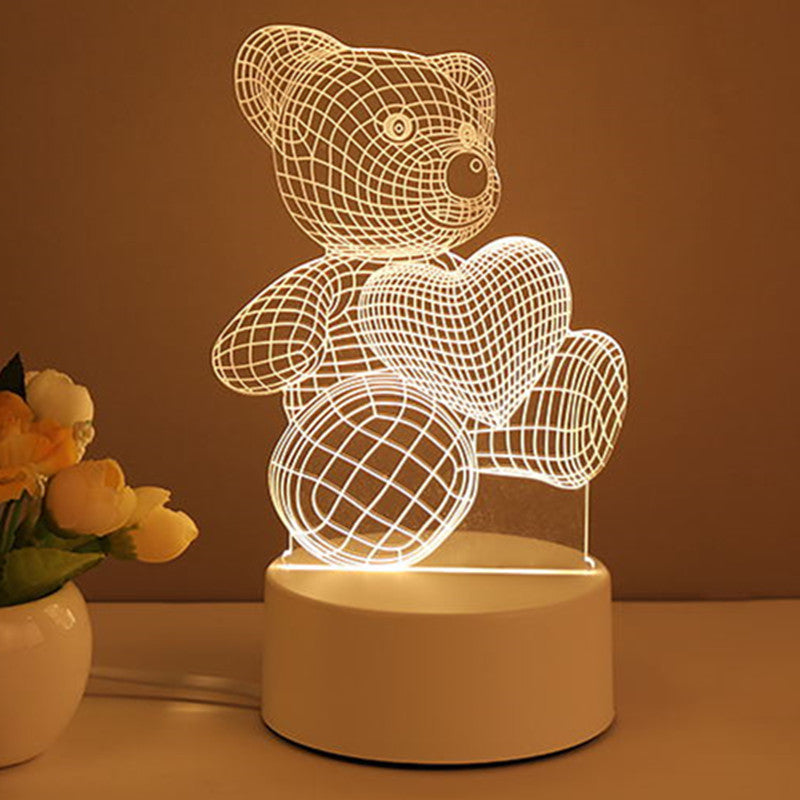 Lampe 3D en acrylique, USB, LED, veilleuse, néon, décoration de Noël, pour la maison, cadeau de Saint-Valentin