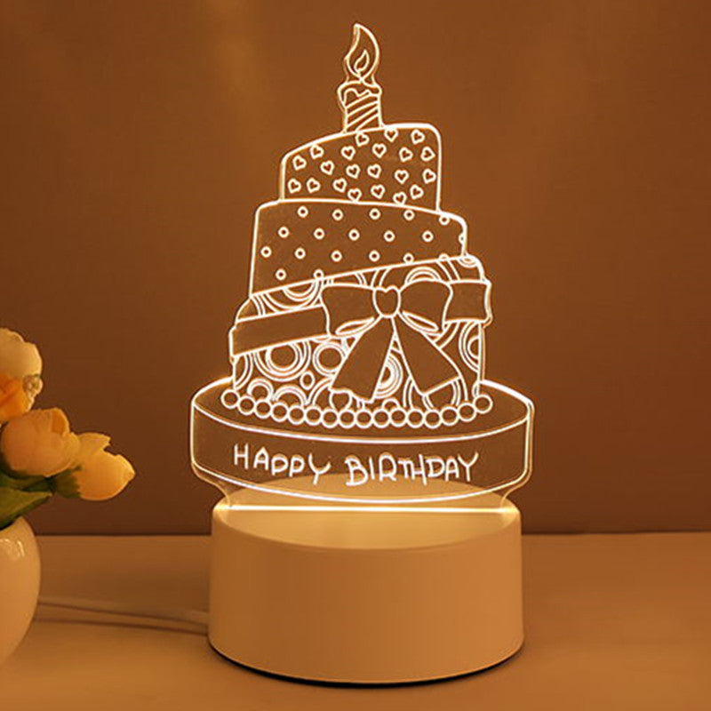 Lampe 3D en acrylique, USB, LED, veilleuse, néon, décoration de Noël, pour la maison, cadeau de Saint-Valentin