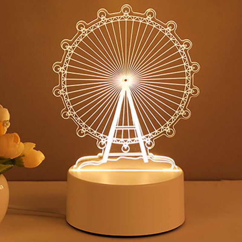 Lampe 3D en acrylique, USB, LED, veilleuse, néon, décoration de Noël, pour la maison, cadeau de Saint-Valentin