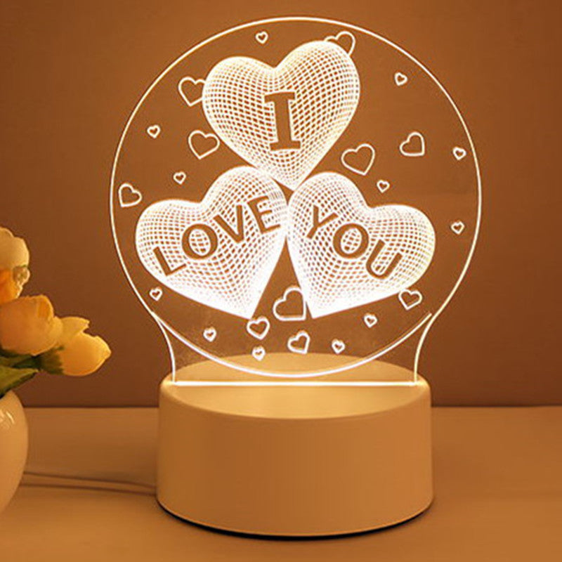 Lampe 3D en acrylique, USB, LED, veilleuse, néon, décoration de Noël, pour la maison, cadeau de Saint-Valentin