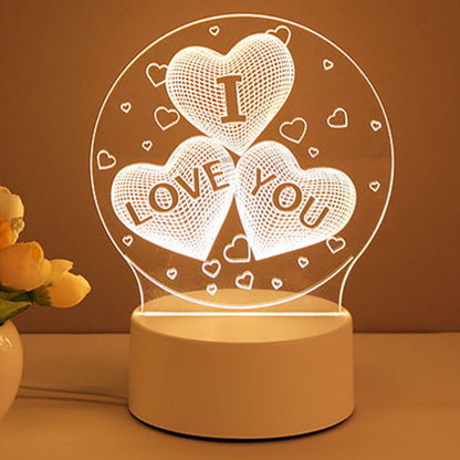 Lampe 3D en acrylique, USB, LED, veilleuse, néon, décoration de Noël, pour la maison, cadeau de Saint-Valentin
