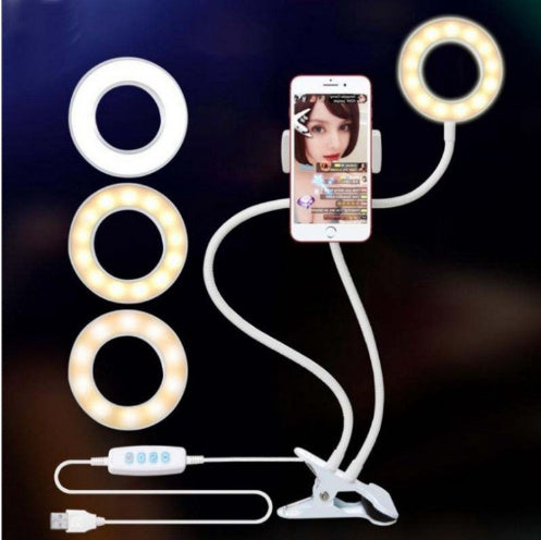 Anneau lumineux LED pour selfie, éclairage de maquillage réglable en direct, support de 8 cm