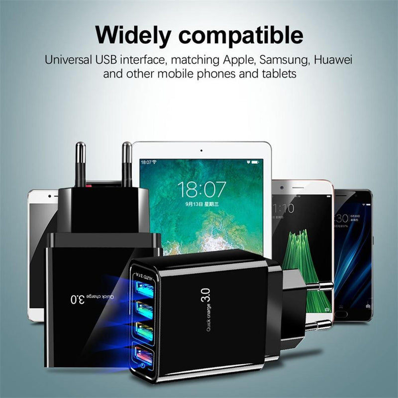 Chargeur de téléphone portable 4 USB éclairé, tête de charge 3 A