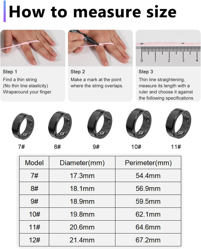 2025 Upgrade Smart Ring Health Tracker for Men Women - IP68 Waterproof Fitness Ring with Sleep Tracker/Heart Rate/Blood Oxygen/Steps/Distance/Calories,Air Shutter,Charging Case up to 7-Day, Silver
