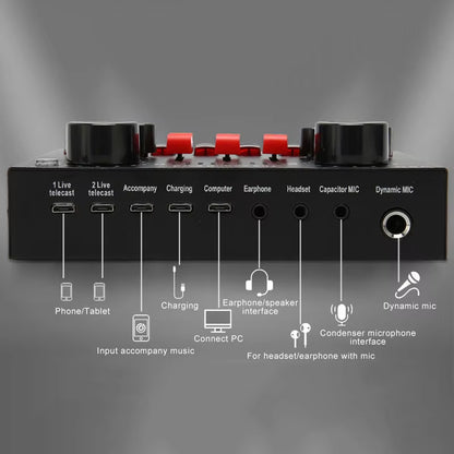 BM800 Xlr Microphone V8S Live Sound Card Podcast Condenser Microfone Para PC Professional Studio Record Equipment Kit Soundcard