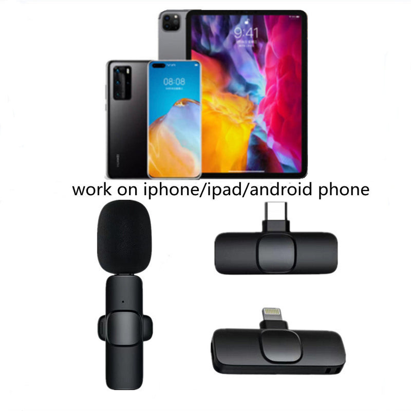 Microphone cravate sans fil, mini micro portable pour enregistrement audio et vidéo, pour iPhone, Android, batterie longue durée, diffusion en direct, jeux