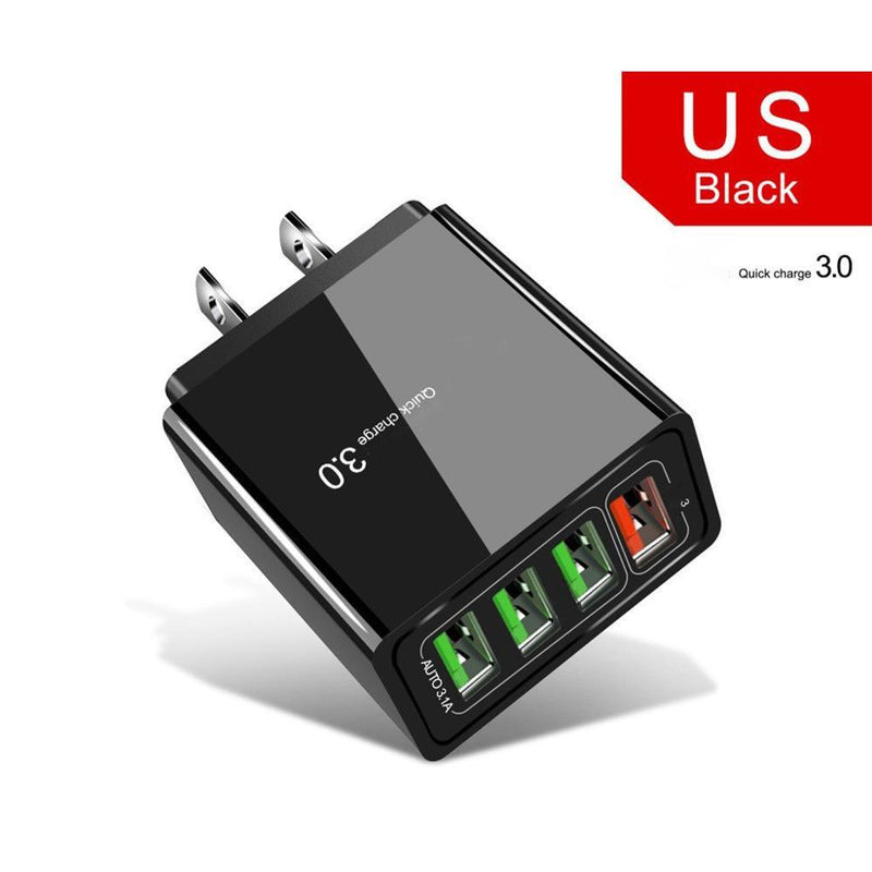 Chargeur de téléphone portable 4 USB éclairé, tête de charge 3 A