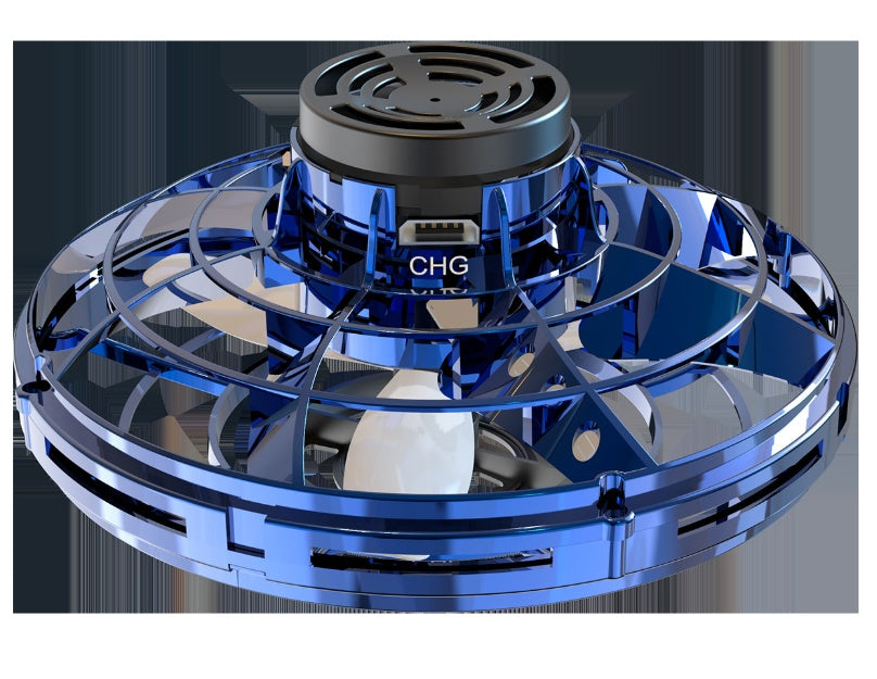 Mini jouet interactif de décompression gyroscopique du bout des doigts, drone LED de type OVNI, hélicoptère volant, jouet rotatif pour enfants