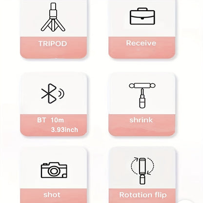 Perche à selfie télécommandée avec support pour téléphone portable, trépied de sol et éclairage de remplissage