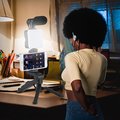 🎥 LED Lighting Master – L’Outil Tout-En-Un des Créateurs Inspirés - Ultra-Stable Tripod Stand for Handheld Selfies, Interviews & More - Portable, Pivoting, Adjustable Brightness
