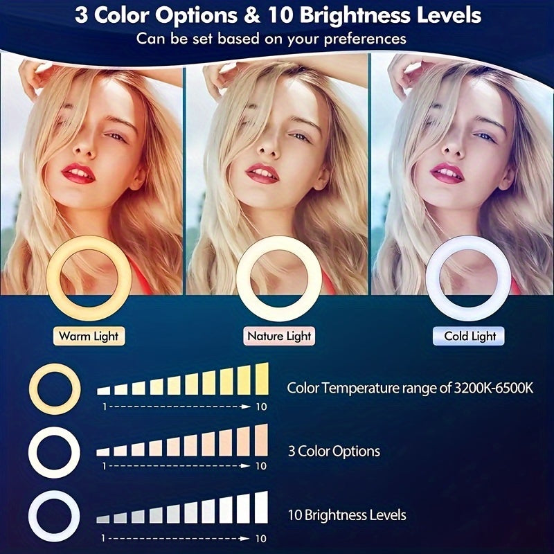 💡✨Anneau LED 10" avec Trépied &amp; Support Téléphone – La Lumière Qui Fait Toute la Différence !