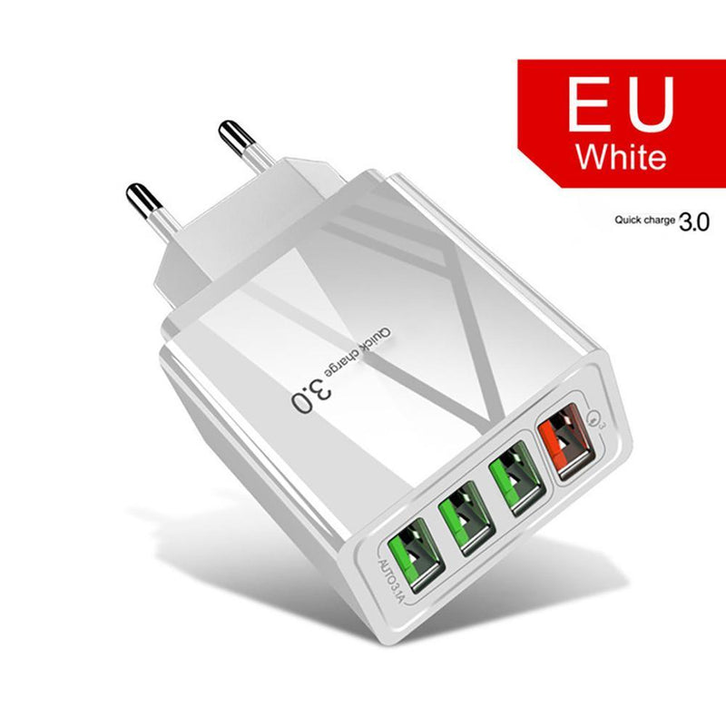 Chargeur de téléphone portable 4 USB éclairé, tête de charge 3 A