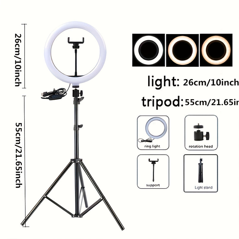 🌟 Selfie Ring Fill Light avec Support Trépied
