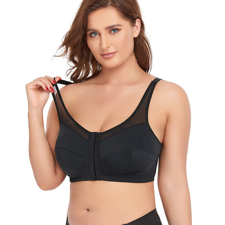 Soutien-gorge sans armatures en dentelle, bonnets larges, boutons au premier rang, fin