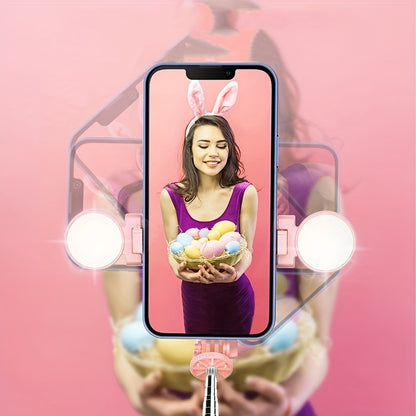 Perche à selfie télécommandée avec support pour téléphone portable, trépied de sol et éclairage de remplissage