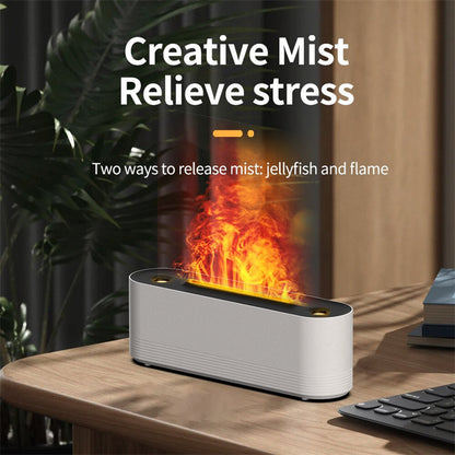 Humidificateur d'air ultrasonique à flamme, diffuseur d'arômes à 7 couleurs, brumisateur à LED, huile essentielle, parfum d'ambiance, décoration de bureau et de maison