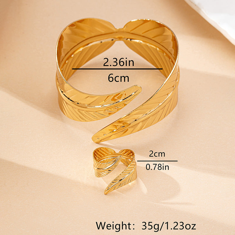 Bracelet ouvert géométrique en alliage pour femme