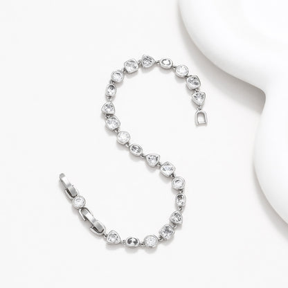 Bracelet géométrique exquis entièrement en diamants de style coréen de luxe abordable