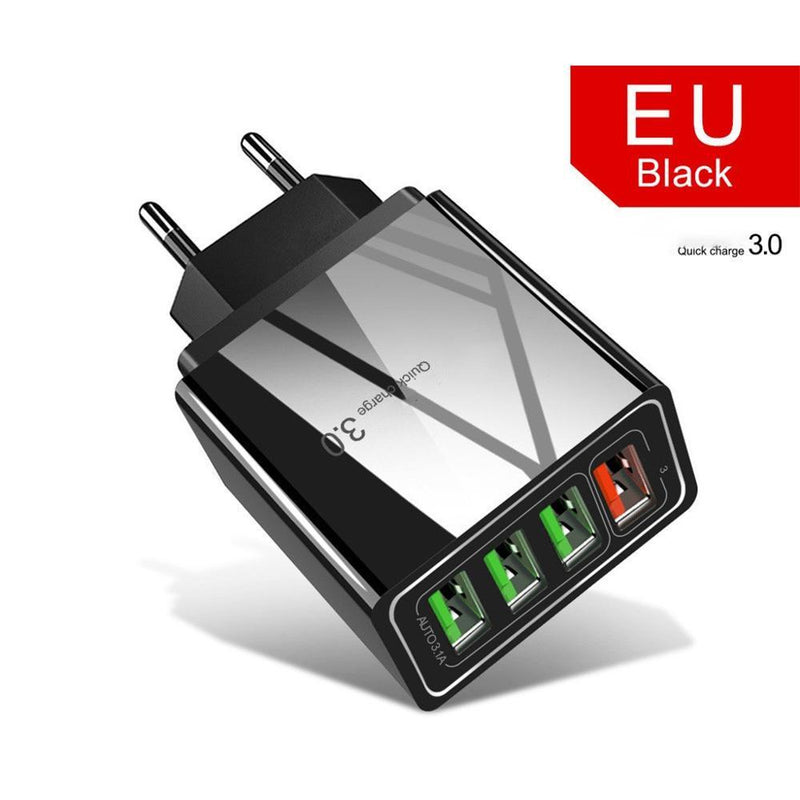 Chargeur de téléphone portable 4 USB éclairé, tête de charge 3 A
