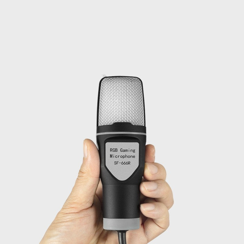 Microphone de bureau à condensateur RVB transparent pour jeux vidéo et e-sports