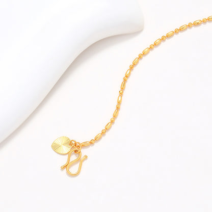 Bracelet en alliage de cuivre électroplaqué avec perles rondes en or véritable et bambou