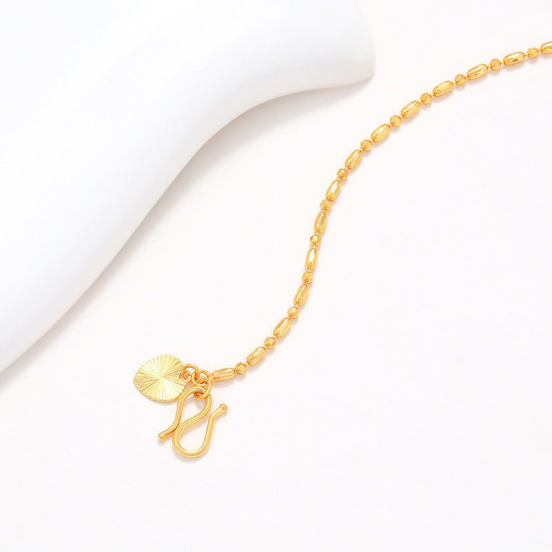 Bracelet en alliage de cuivre électroplaqué avec perles rondes en or véritable et bambou