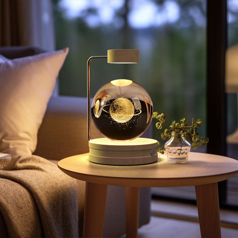 Veilleuse d'intérieur en forme de dinosaure cosmique avec boule de cristal, alimentée par USB, idéale pour une table de chevet ou comme cadeau d'anniversaire